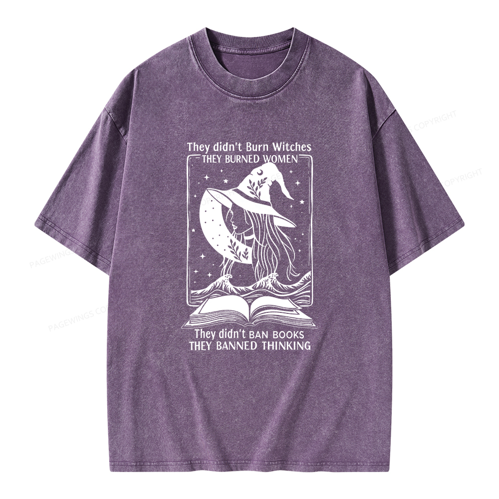 Pagewings They Banned Thinking Unisex Washed T-shirt