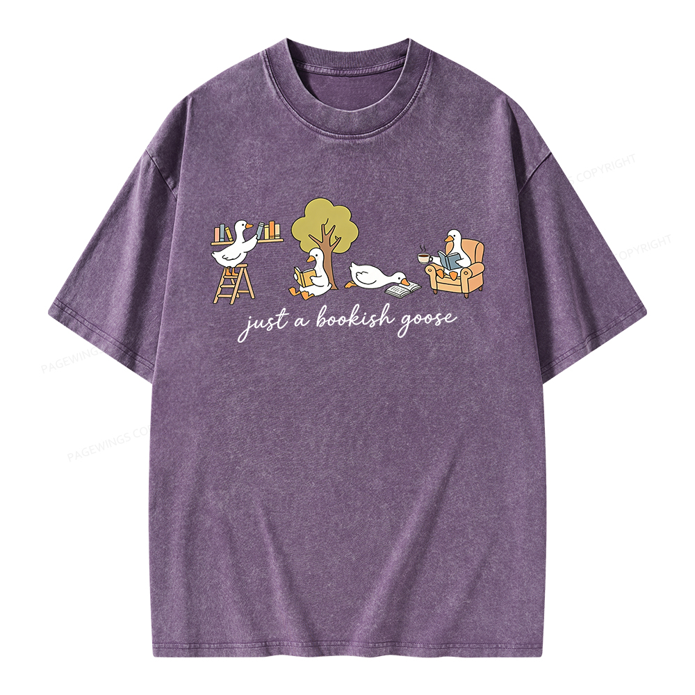Pagewings Just A Bookish Goose Unisex Washed T-shirt