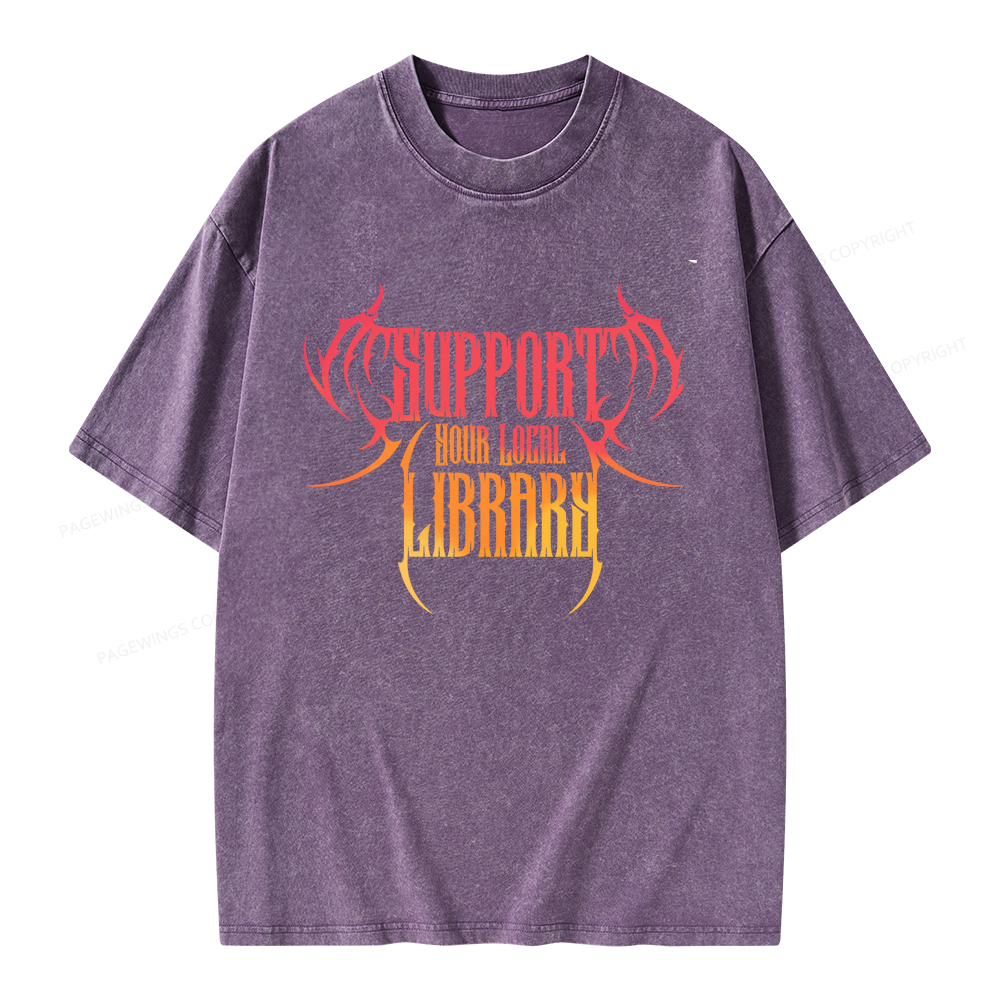 Pagewings Support Your Local Library Unisex Washed T-shirt