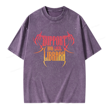 Pagewings Support Your Local Library Unisex Washed T-shirt