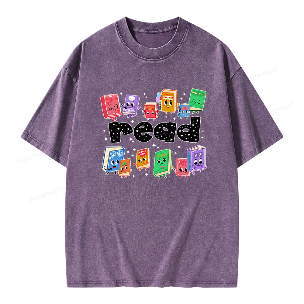 Pagewings Reading Book Unisex Washed T-shirt