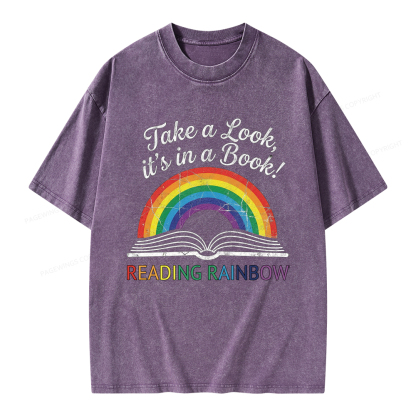 Pagewings Reading Rainbow Unisex Washed T-shirt