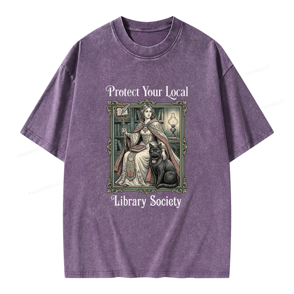 Pagewings Defend Your Local Public Library Unisex Washed T-shirt