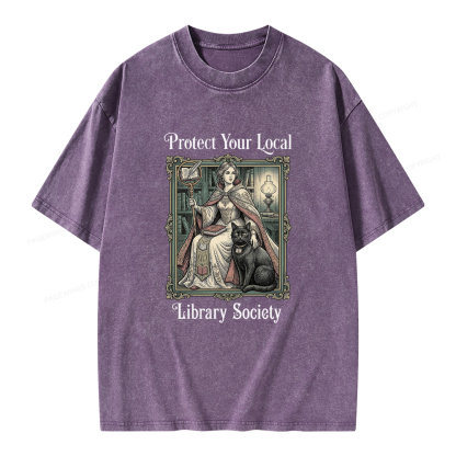 Pagewings Defend Your Local Public Library Unisex Washed T-shirt