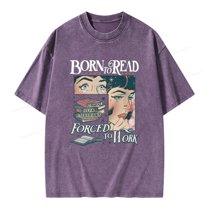 Pagewings Born To Read Bookish Comfor Unisex Washed T-shirt