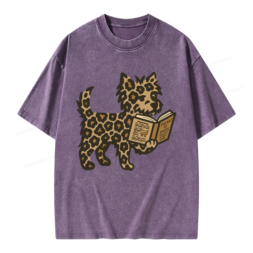 Pagewings Dog And Book Lover Unisex Washed T-shirt