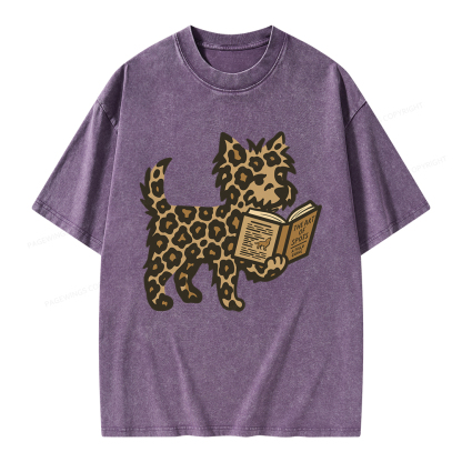 Pagewings Dog And Book Lover Unisex Washed T-shirt