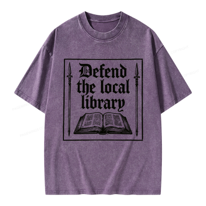 Pagewings Defend Your Local Public Library Unisex Washed T-shirt