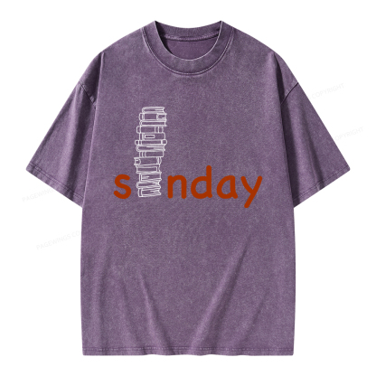 Pagewings Funny Sunday Reading Unisex Washed T-shirt