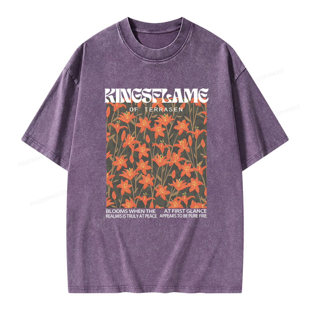 Pagewings Throne Of Glass Kingsflame Flower Aesthetic Unisex Washed T-shirt