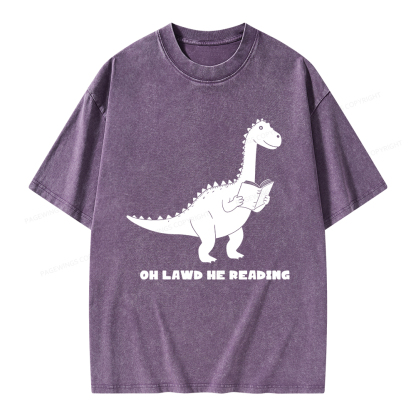 Pagewings Oh Lawd He Reading Unisex Washed T-shirt