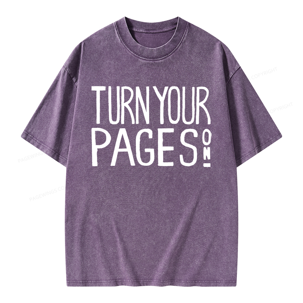 Pagewings Turn Your Pages On Unisex Washed T-shirt