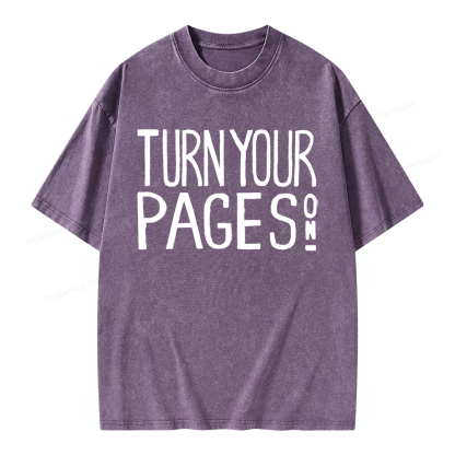 Pagewings Turn Your Pages On Unisex Washed T-shirt