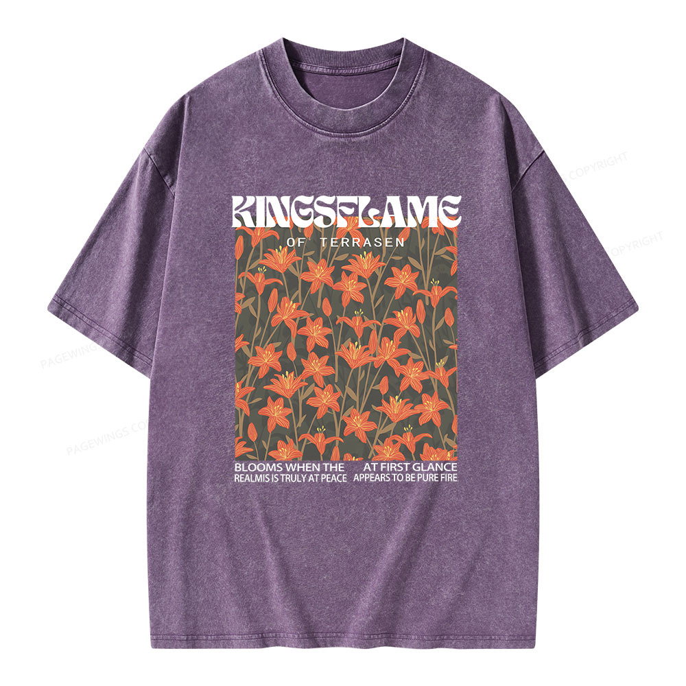 Pagewings Throne Of Glass Kingsflame Flower Aesthetic Unisex Washed T-shirt