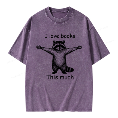 Pagewings I Love Books This Much Unisex Washed T-shirt