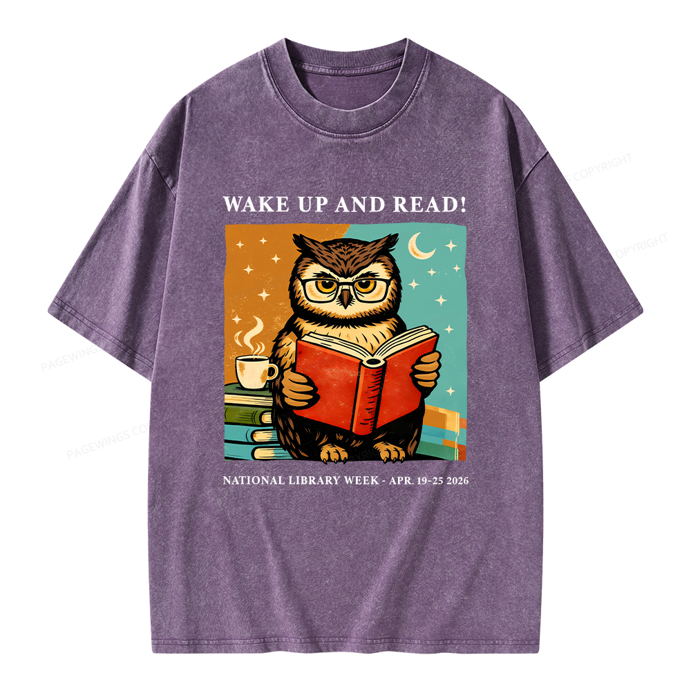Pagewings Wake Up And Read Unisex Washed T-shirt