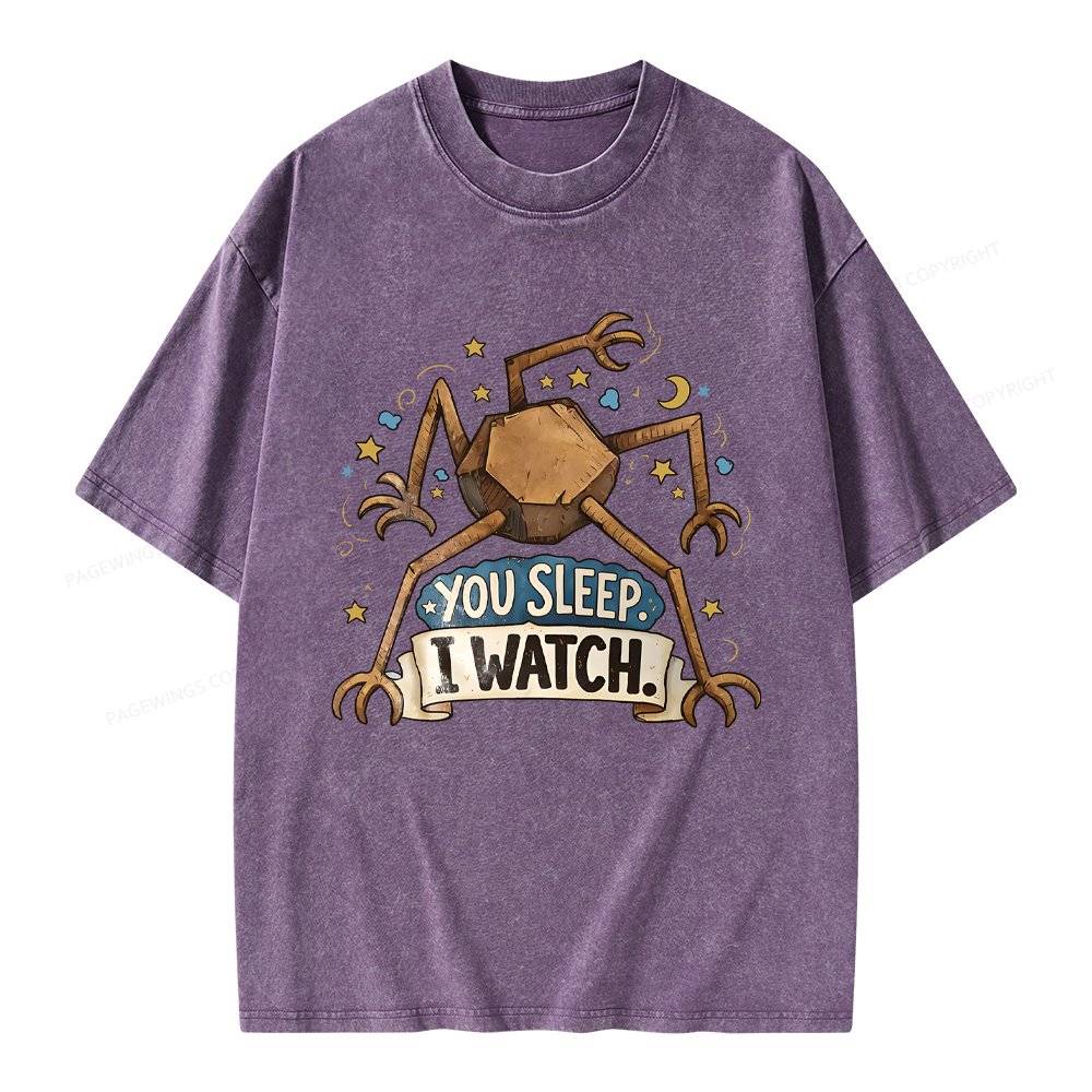 Pagewings You Sleep I Watch Unisex Washed T-shirt