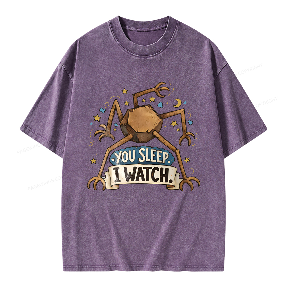 Pagewings You Sleep I Watch Unisex Washed T-shirt