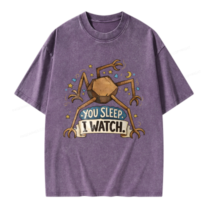 Pagewings You Sleep I Watch Unisex Washed T-shirt