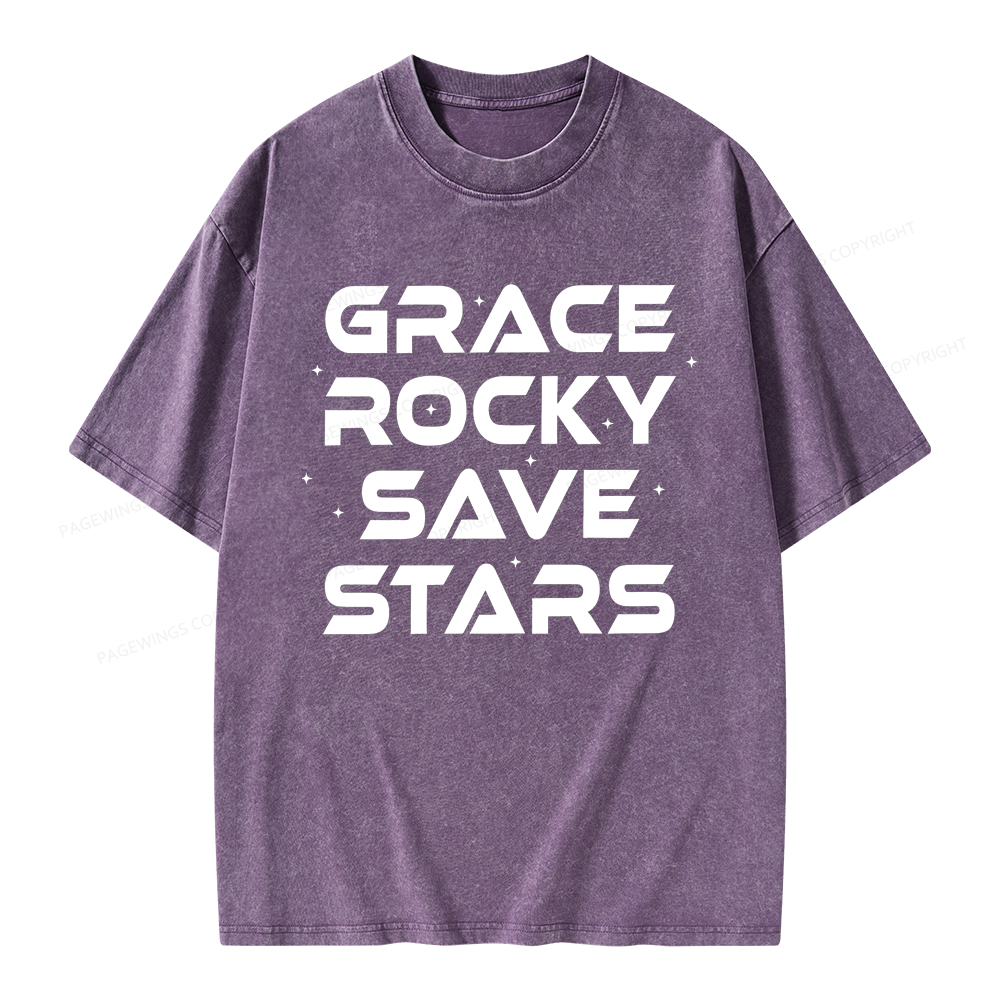 Pagewings Grace Rocky Save Stars Unisex Washed T-shirt