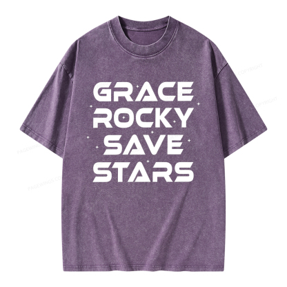 Pagewings Grace Rocky Save Stars Unisex Washed T-shirt