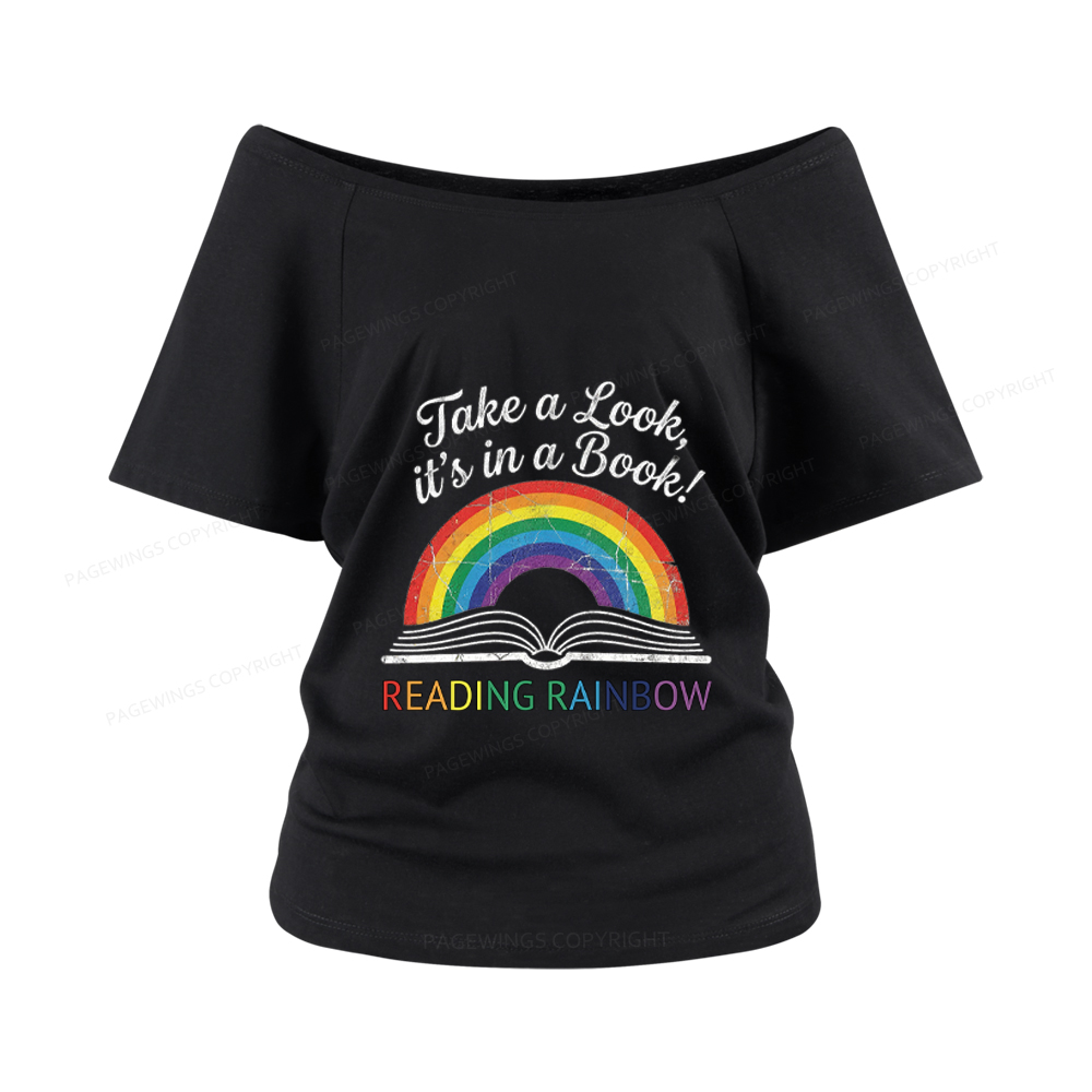 Pagewings Reading Rainbow Women Off Shoulder T-shirts