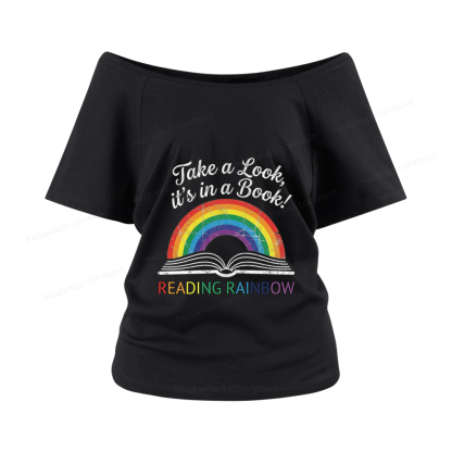 Pagewings Reading Rainbow Women Off Shoulder T-shirts