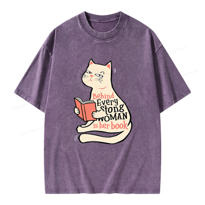Pagewings Behind Every Strong Woman Is Her Book Unisex Washed T-shirt
