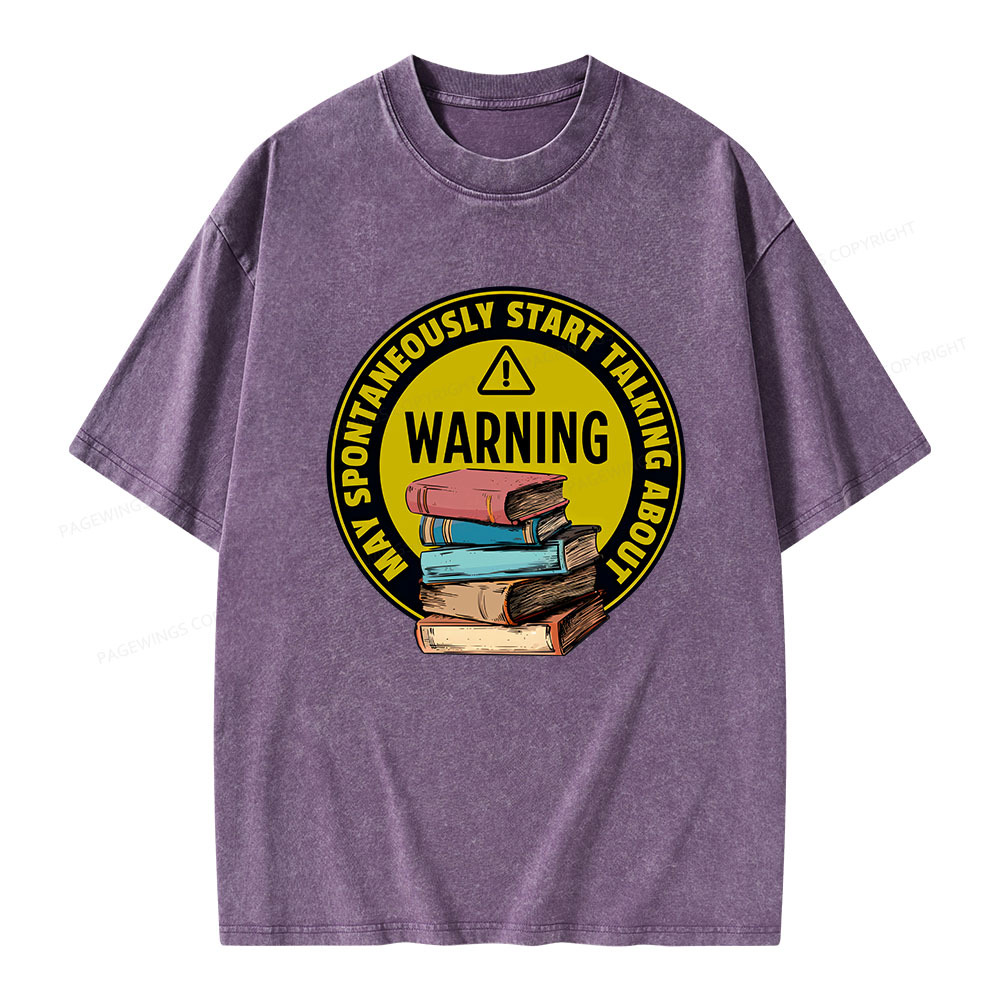 Pagewings Spontaneously Start Talking About Books Unisex Washed T-shirt