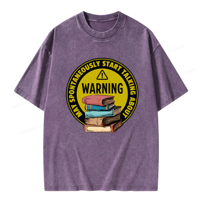 Pagewings Spontaneously Start Talking About Books Unisex Washed T-shirt