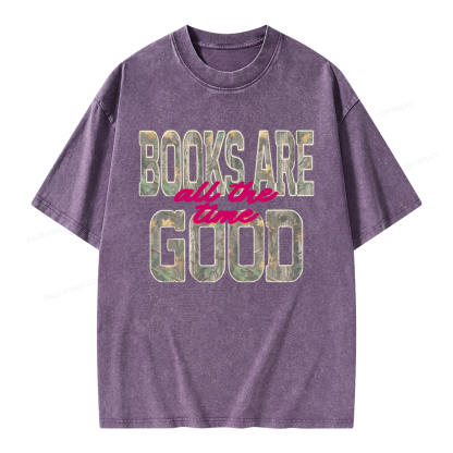Pagewings Books Are Good All The Time Unisex Washed T-shirt