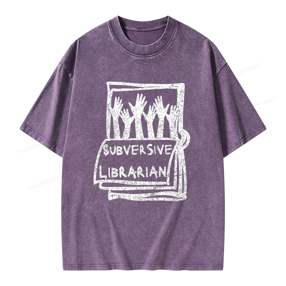 Pagewings Subversive Librarian Unisex Washed T-shirt
