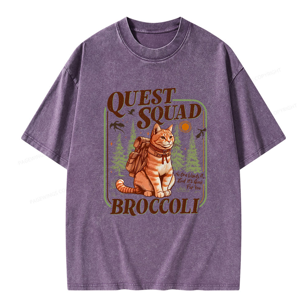 Pagewings Quest Squad Broccoli Unisex Washed T-shirt