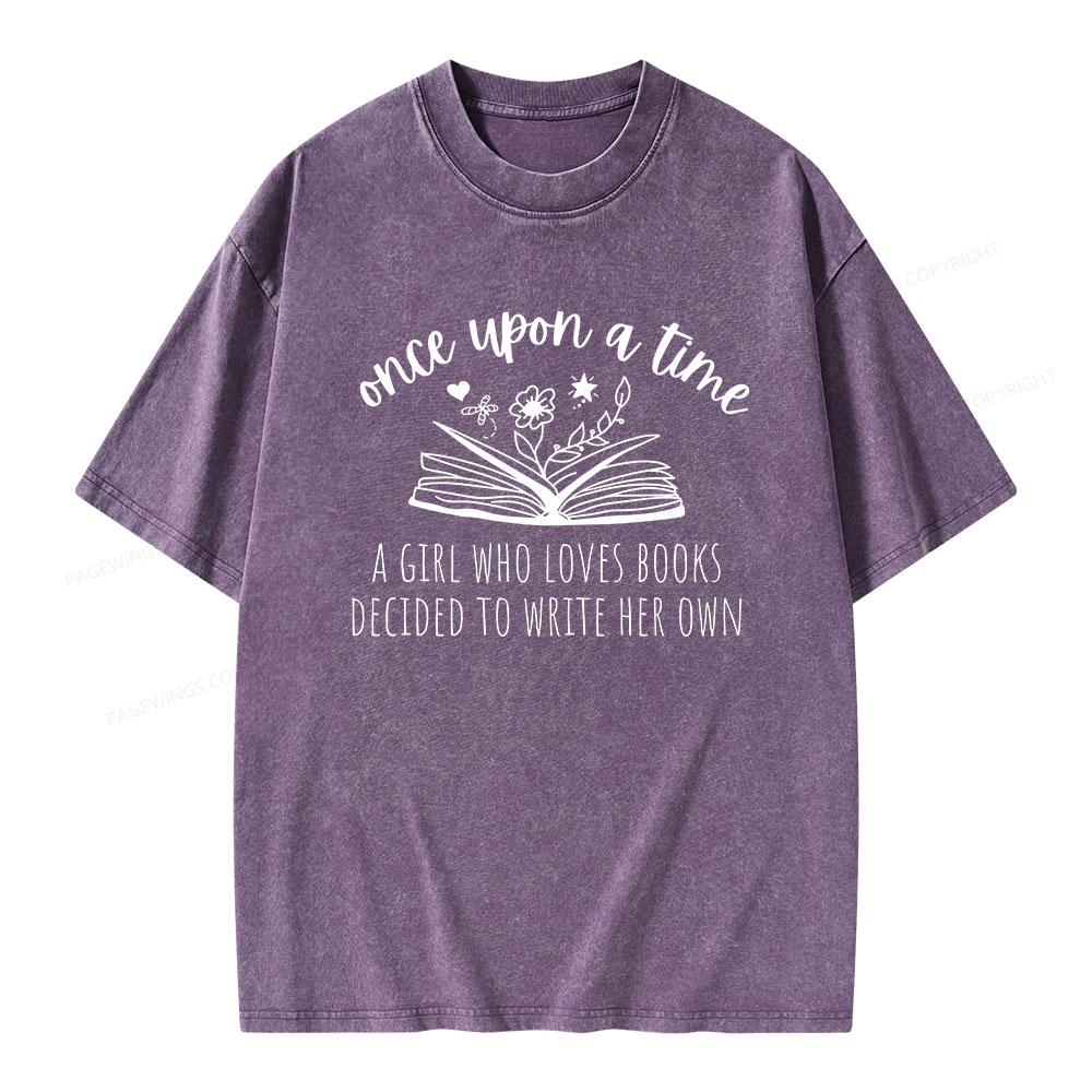 Pagewings Once A Book-Loving Girl Wrote Her Story Unisex Washed T-shirt