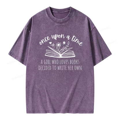 Pagewings Once A Book-Loving Girl Wrote Her Story Unisex Washed T-shirt