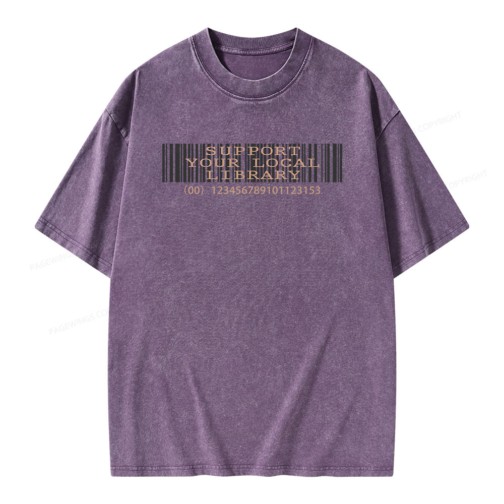 Pagewings Support Your Local Library Unisex Washed T-shirt