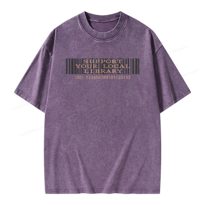 Pagewings Support Your Local Library Unisex Washed T-shirt