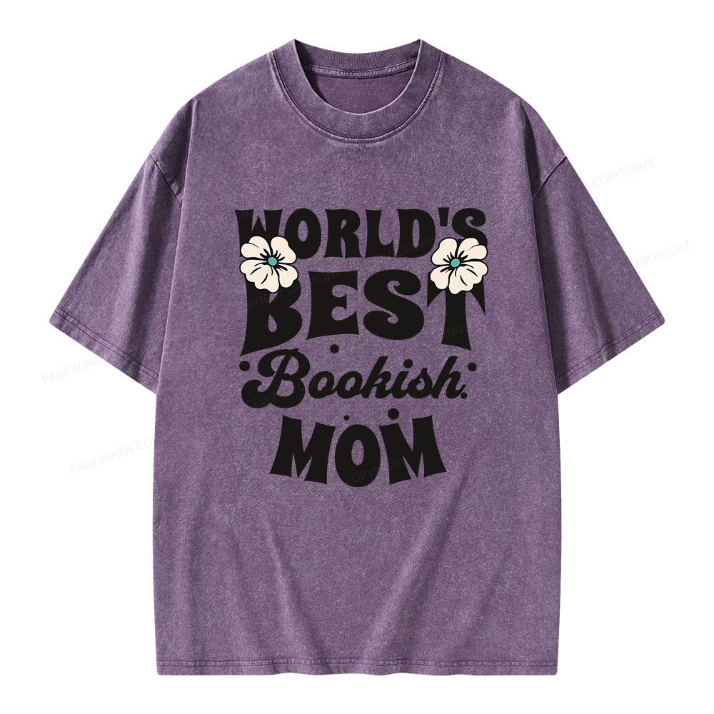 Pagewings World's Brsy Bookish Mom Unisex Washed T-shirt