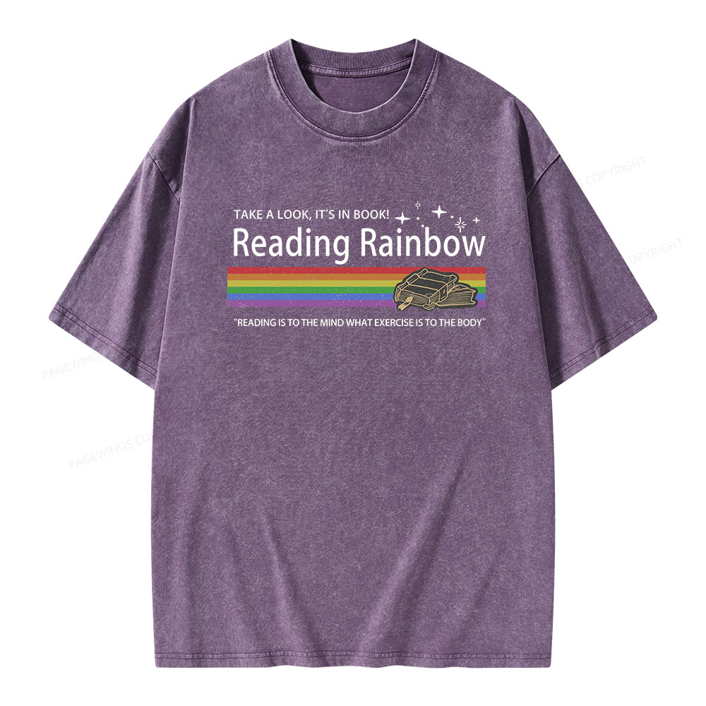 Pagewings Reading Rainbow Unisex Washed T-shirt