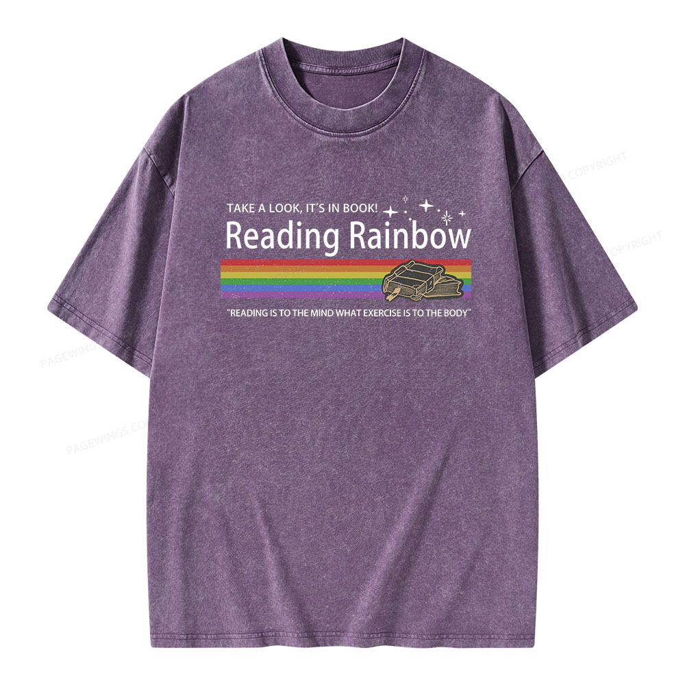 Pagewings Reading Rainbow Unisex Washed T-shirt