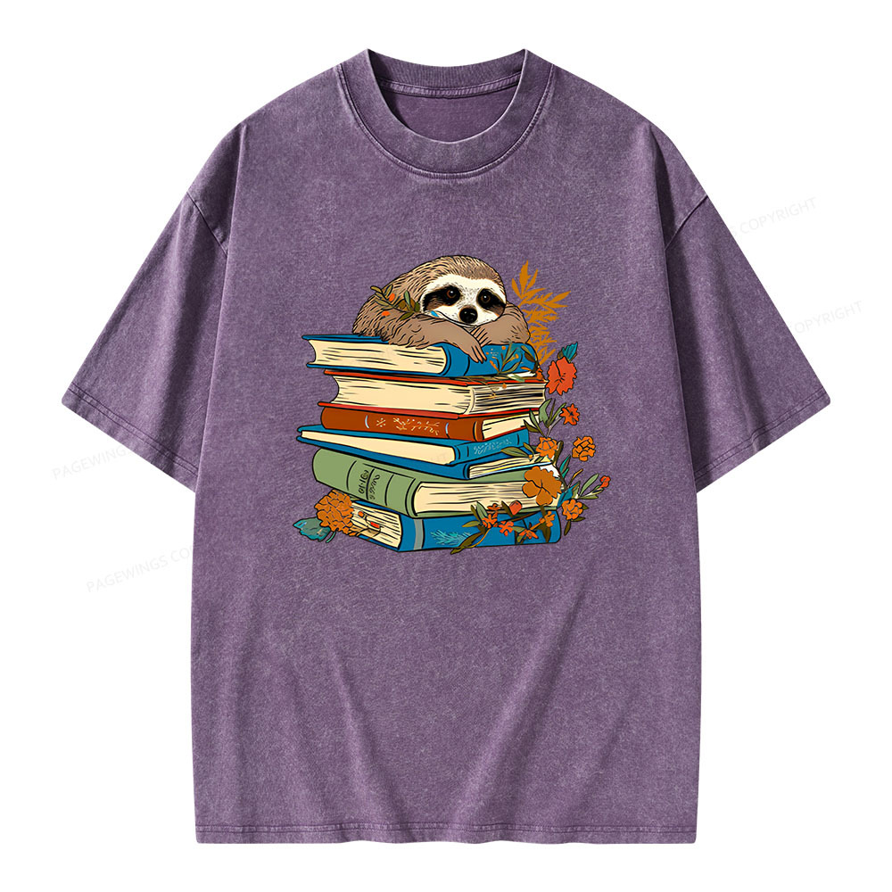 Pagewings Sloth And Stories Unisex Washed T-shirt