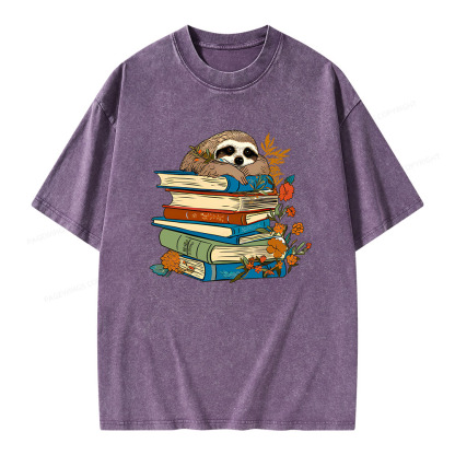 Pagewings Sloth And Stories Unisex Washed T-shirt