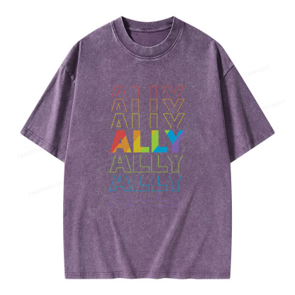Pagewings LGBTQ Ally Unisex Washed T-shirt