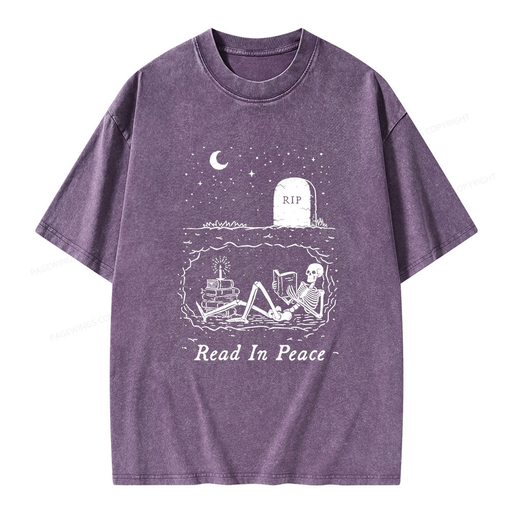 Pagewings Read In Peace Unisex Washed T-shirt