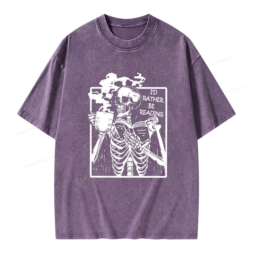 Pagewings I’d Rather Be Reading Unisex Washed T-shirt