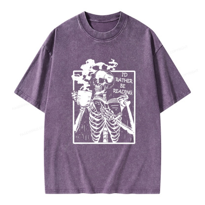 Pagewings I’d Rather Be Reading Unisex Washed T-shirt