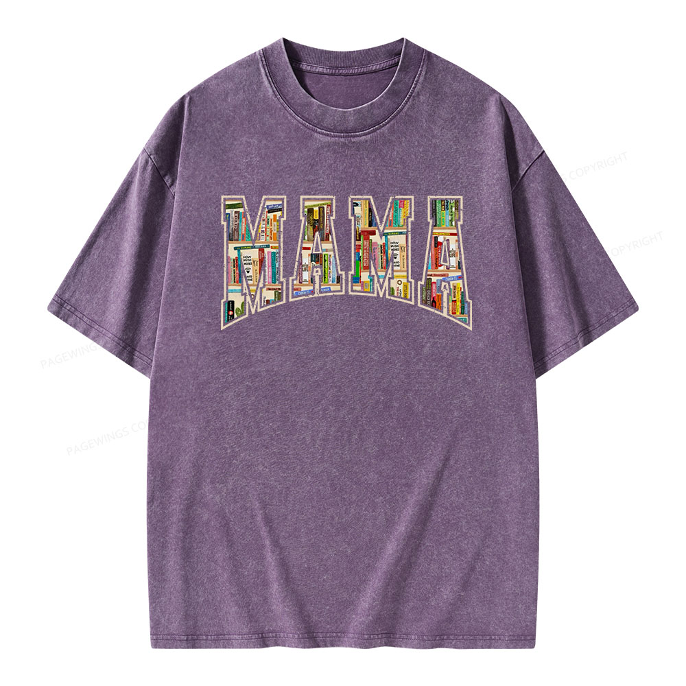 Pagewings About MAMA's Bookshelf Unisex Washed T-shirt
