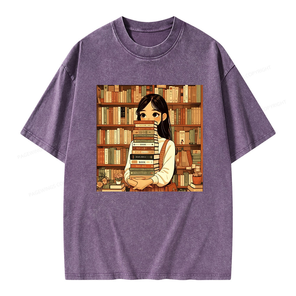 Pagewings A Girl Who Loves To Read Unisex Washed T-shirt