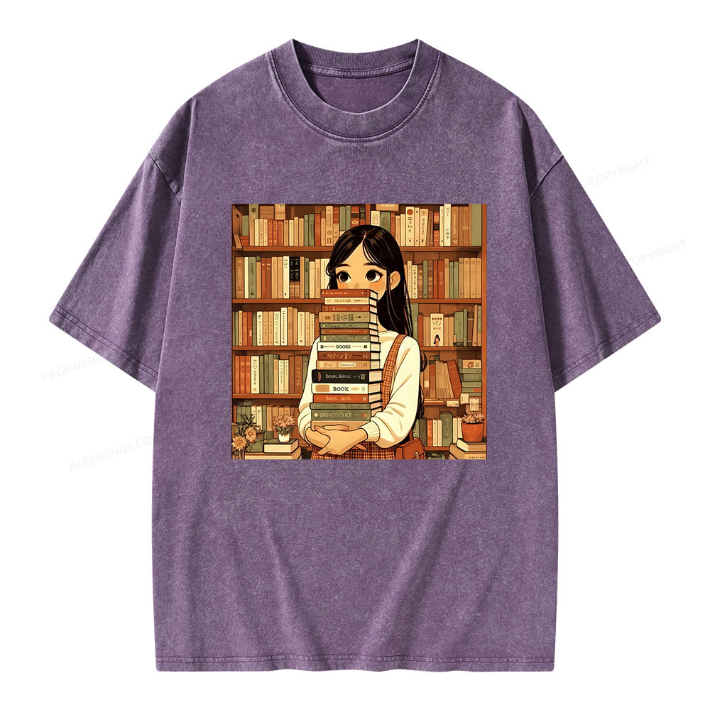 Pagewings A Girl Who Loves To Read Unisex Washed T-shirt