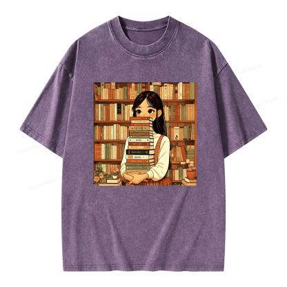 Pagewings A Girl Who Loves To Read Unisex Washed T-shirt